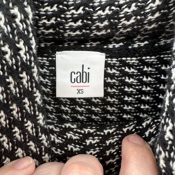 CABI FERGI split black-white turtleneck soft woman classic oversized sweater XS - Picture 7 of 12